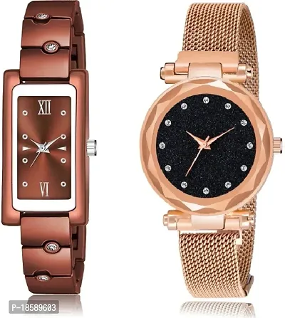 Stylish Metal  Watches For Women Combo Of 2-thumb0