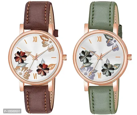 Stylish Synthetic Leather  Watches For Women Combo Of 2-thumb0