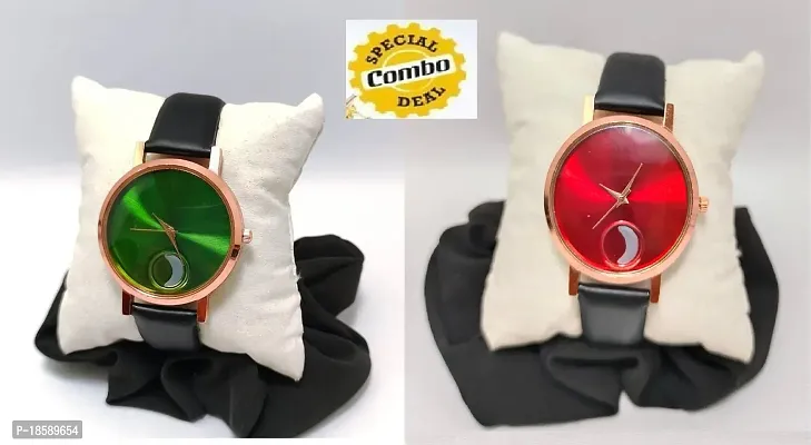 Stylish Synthetic Leather  Watches For Women Combo Of 2