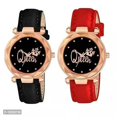 Stylish Synthetic Leather  Watches For Women Combo Of 2-thumb0