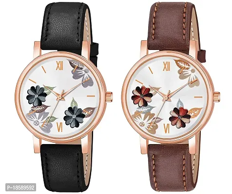 Stylish Synthetic Leather  Watches For Women Combo Of 2-thumb0