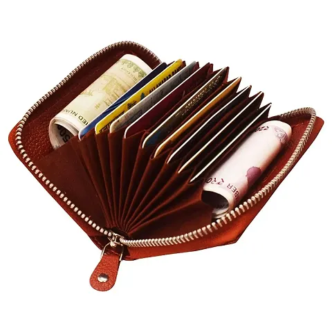 Leather Credit Card Holder Wallet with Card Slots And 2 Money Pockets