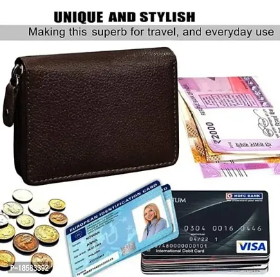 Leather Credit Card Holder Wallet with 9 Card Slots And 2 Money Pockets-thumb4