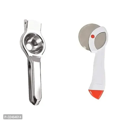 Useful Stainless Steel Lemon Squeezer And Apex Pizza Cutter- 2 Pieces-thumb3