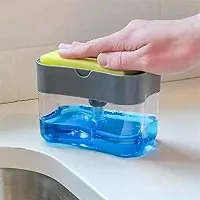 2 In 1 Soap Pump Plastic Dispenser For Dishwasher Liquid, Holder With Free Sponge -Capacity 400 Ml, Set Of Four-thumb1