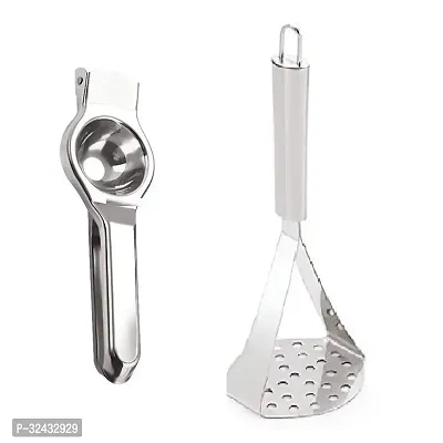 Useful Stainless Steel Lemon Squeezer And Potato Pav Bhaji Big Masher 2 Pieces-thumb3