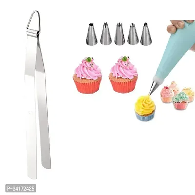 Stainless Steel Chimta for Roti And 6 Pcs Stainless Steel Reusable Washable Cake Nozzle Silicone Icing Piping Cream Pastry Making Bag 2 Pcs-thumb0