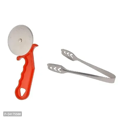 Plastic Red Pizza Cutter With Stainless Steel Momo Tong-thumb2