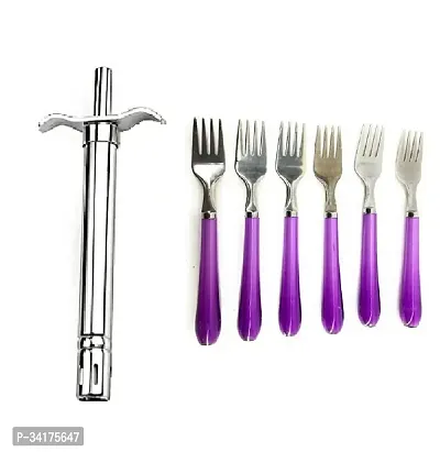 Useful Stainless Steel Gas Lighter With Plastic Handle 6 Pieces Fork-Pack Of 2-thumb3