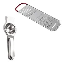 Classic Stainless Steel Lemon Squeezer And Stainless Steel Multi Chippser Red Handle 2 Pieces-thumb1