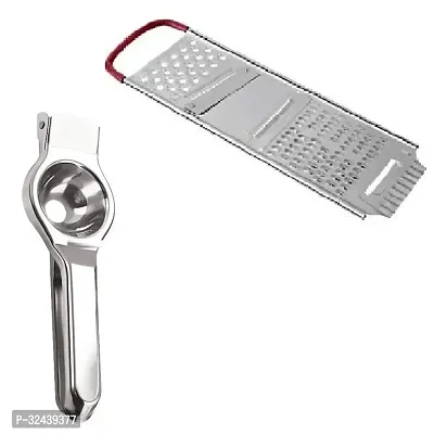 Classic Stainless Steel Lemon Squeezer And Stainless Steel Multi Chippser Red Handle 2 Pieces-thumb2