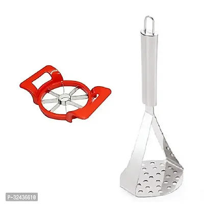 Classic Plastic Apple Cutter Cutter And Stainless Steel Potato Pav Bhaji Big Masher 2 Pieces