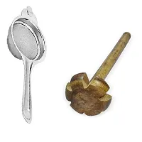 Useful Stainless Steel Tea Strainer And Pure Wooden Hand Blender Frother -2 Pieces-thumb2