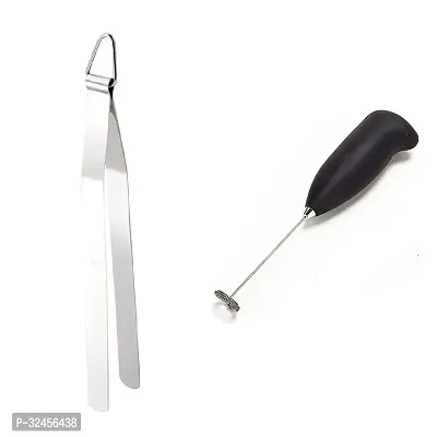 Chapati Tong And Electric Coffee Beater Foam Maker Milk Frother 2 Pcs-thumb0