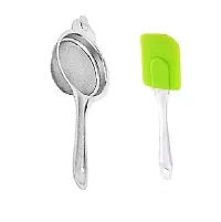 Stainless Steel Tea Strainer And Silicone Big Spatula Only Pack of 2-thumb3