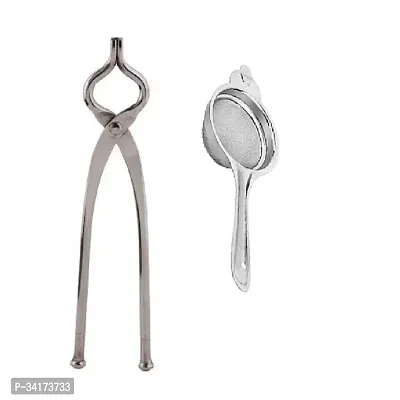 Stainless Steel Sansi Pakkad Pinser With Stainless Steel Tea Strainer-thumb3