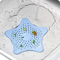 Useful Silicone Star Shape Sink Filter For Basin -2 Pieces With Kitchen And Bathroom Sponge Soap Silicone Basket Drain Bucket -Pack Of 3-thumb1