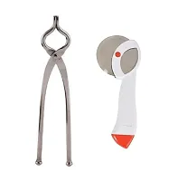 Useful Stainless Steel Pincer And Apex Pizza Cutter- 2 Pieces-thumb1