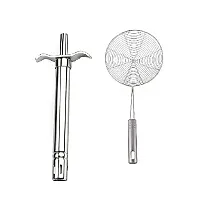 Stainless Steel Gas Lighter And Stainless Steel Deep Fry Jhara 2 Pcs-thumb2