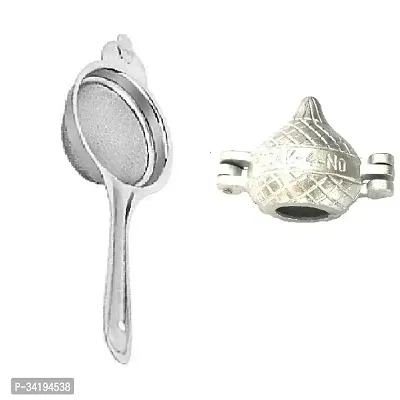 Stainless Steel Tea Strainer With Aluminium Modak Mould Pack of 2