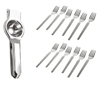 Useful Stainless Steel Lemon Squeezer And 12 Pieces Forks- Set Of 2-thumb1