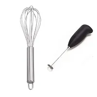 Useful Stainless Steel Egg Beater And Electric Coffee Beater Foam Maker Milk Frother- 2 Pieces-thumb1