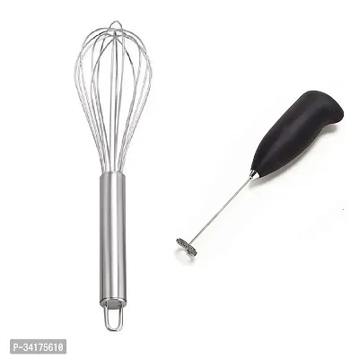 Useful Stainless Steel Egg Beater And Electric Coffee Beater Foam Maker Milk Frother- 2 Pieces-thumb2