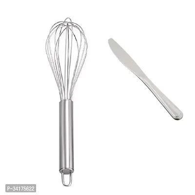 Useful Stainless Steel Egg Beater And Stainless Steel Dinner Butter Knives with Pearled Edge- 2 Pieces-thumb3