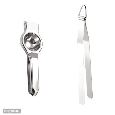 Useful Stainless Steel Lemon Squeezer With Chapati Tong- 2 Pieces-thumb2