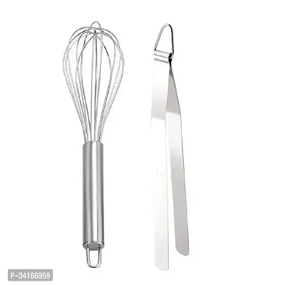 Stainless Steel Egg Beater With Stainless Steel Roti Tong Chimta Pack Of 2-thumb3