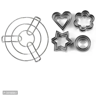 Stainless Steel Kitchen Cooking Pot Steaming Tray Round Cooker Steamer Stand And Stainless Steel Cookie Cutter With 4 Shape 3 Sizes Heart Round Star And Flower 12 Pieces Pack Of 2-thumb4