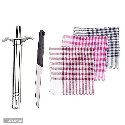 Useful Stainless Steel Gas Lighter With Knife And 3 Pieces ,Kitchen Napkin Clothes-Set Of 3-thumb4