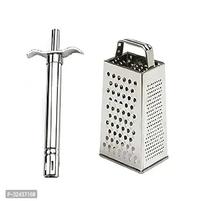 Stainless Steel Gas Lighter And Stainless Steel 5 In 1 Grater And Slicer With 4 Sides For Cheese Vegetables Ginger Garlic 2 Pcs-thumb2