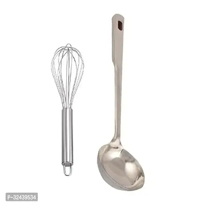 Classic Stainless Steel Egg Beater And Cooking Spoon Strainer Chamcha With Long Handle Pack Of 2