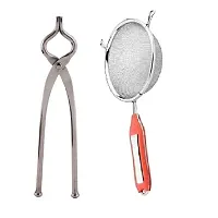 Stainless Steel Sansi Pakkad Pinser And Stainless Steel Soup Strainer 2 Pcs-thumb2