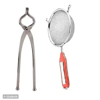 Stainless Steel Sansi Pakkad Pinser And Stainless Steel Soup Strainer 2 Pcs-thumb3