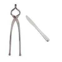 Useful Stainless Steel Pincer And Dinner Butter Knives with Pearled Edge- 2 Pieces-thumb2