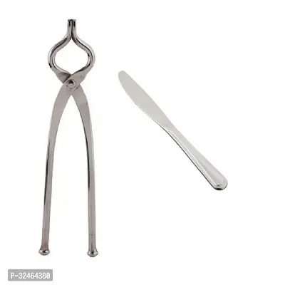 Useful Stainless Steel Pincer And Dinner Butter Knives with Pearled Edge- 2 Pieces-thumb3