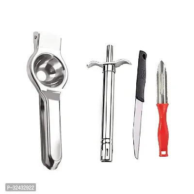 Useful Stainless Steel Lemon Squeezer And Gas Lighter With knife And Plastic Peeler 4 Pieces-thumb3