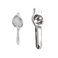 Stainless Steel Tea Strainer With Stainless Steel Lemon Squazer Pack of 2-thumb2