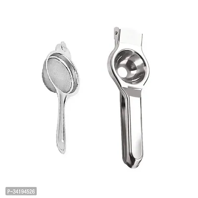 Stainless Steel Tea Strainer With Stainless Steel Lemon Squazer Pack of 2-thumb3