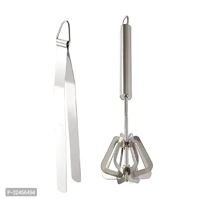 Chapati Tong And Stainless Steel Power Free Hand Blender Mathani Ravai 2 Pcs-thumb2