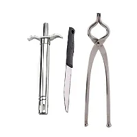 Stainless Steel Gas Lighter With Knife And Pincer Set Of 3-thumb3