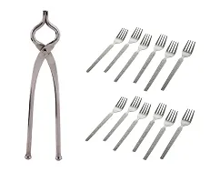 Stainless Steel Sansi Pakkad Pinser With Stainless Steel 6 Pcs Fork-thumb2