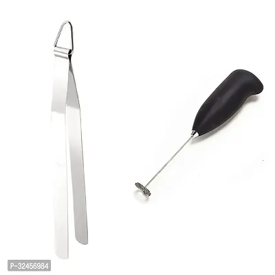 Stainless Steel Chimta/ Tong for Roti  And Electric Coffee Beater Foam Maker Milk Frother 2 Pcs-thumb3