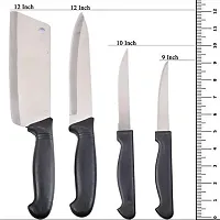 Steel Kitchen Knives Set, Standard Kitchen Knife Vegetable Knife Paring Knife, 4 Piece Set With Chopping Board, Knife Sets -Orange-thumb1