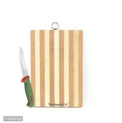 Premium Bamboo Chopping Board Cutting Board With Stainless Steel Vegetable Knife Combo Of 2-thumb0