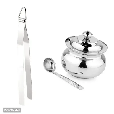 Chapati Tong And Stainless Steel Ghee Pot Jar With Spoon 2 Pcs-thumb4