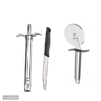 Useful Stainless Steel Gas Lighter With Knife And Pizza Cutter-Set Of 3-thumb3