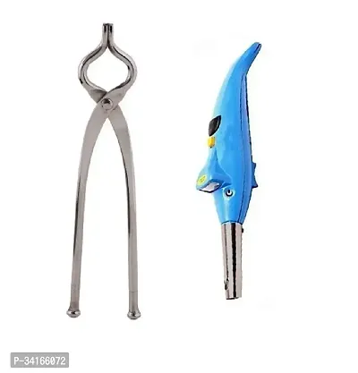 Useful Stainless Steel Pincer And Plastic Dolphin Gas Lighter With Torch- 2 Pieces-thumb2